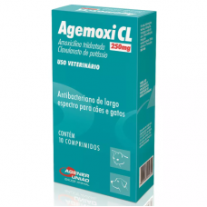 Agemoxi CL 250mg Antibiótico 10 comprimidos Cães e Gatos Agener União