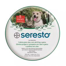 Coleira Antipulgas e Carrapatos Bayer Seresto para Cães e Gatos até 8 Kg