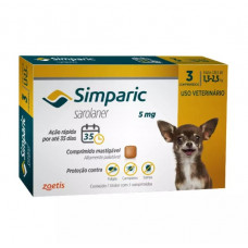 Antipulgas Simparic 5 mg para cães 1,3 a 2,5 kg - Zoetis