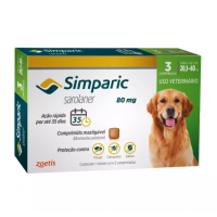 Antipulgas Simparic 80 mg para cães 20,1 a 40 kg - Zoetis