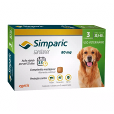 Antipulgas Simparic 80 mg para cães 20,1 a 40 kg - Zoetis